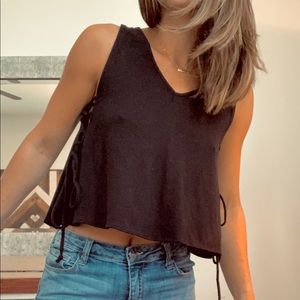 Black Crop Tank! (Tied up sides )